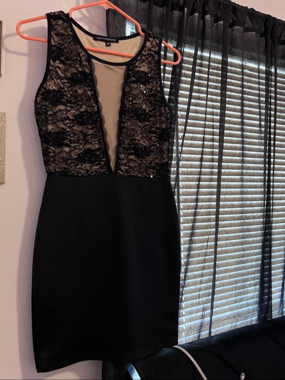 Black Lace Illusion Sheath Dress